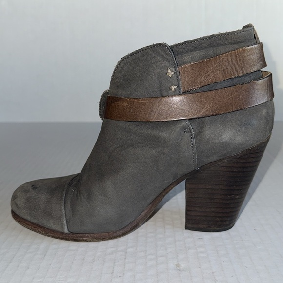 Rag & Bone Harrow Gray With Brown Strap Leather Bootie - Picture 4 of 9